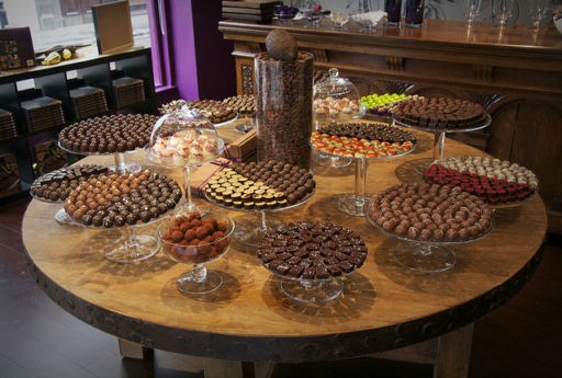Paul A Young table of chocolate truffles