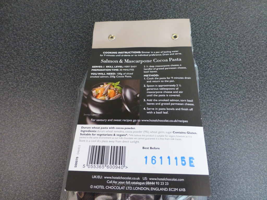 Hotel Chocolat Penne Cocoa Pasta packaging
