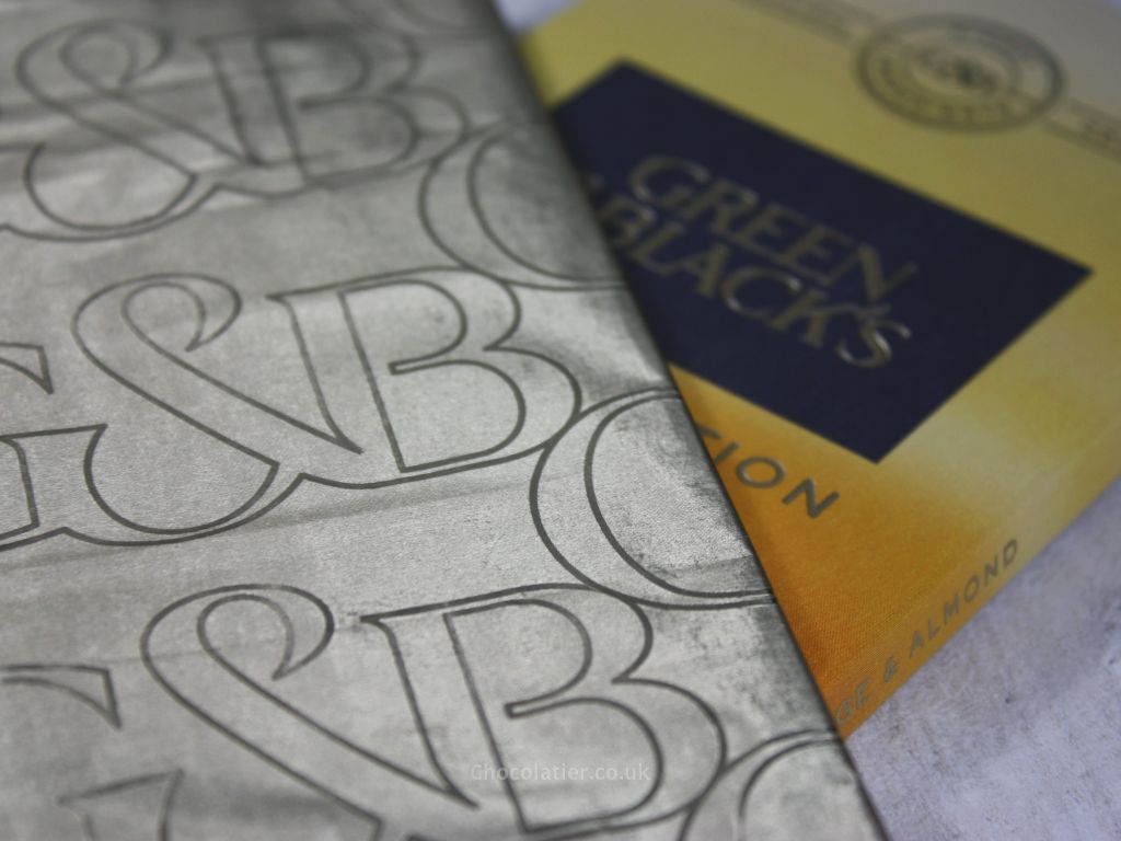 Green & Black's Velvet Edition Dark Chocolate Orange & Almond inner packaging