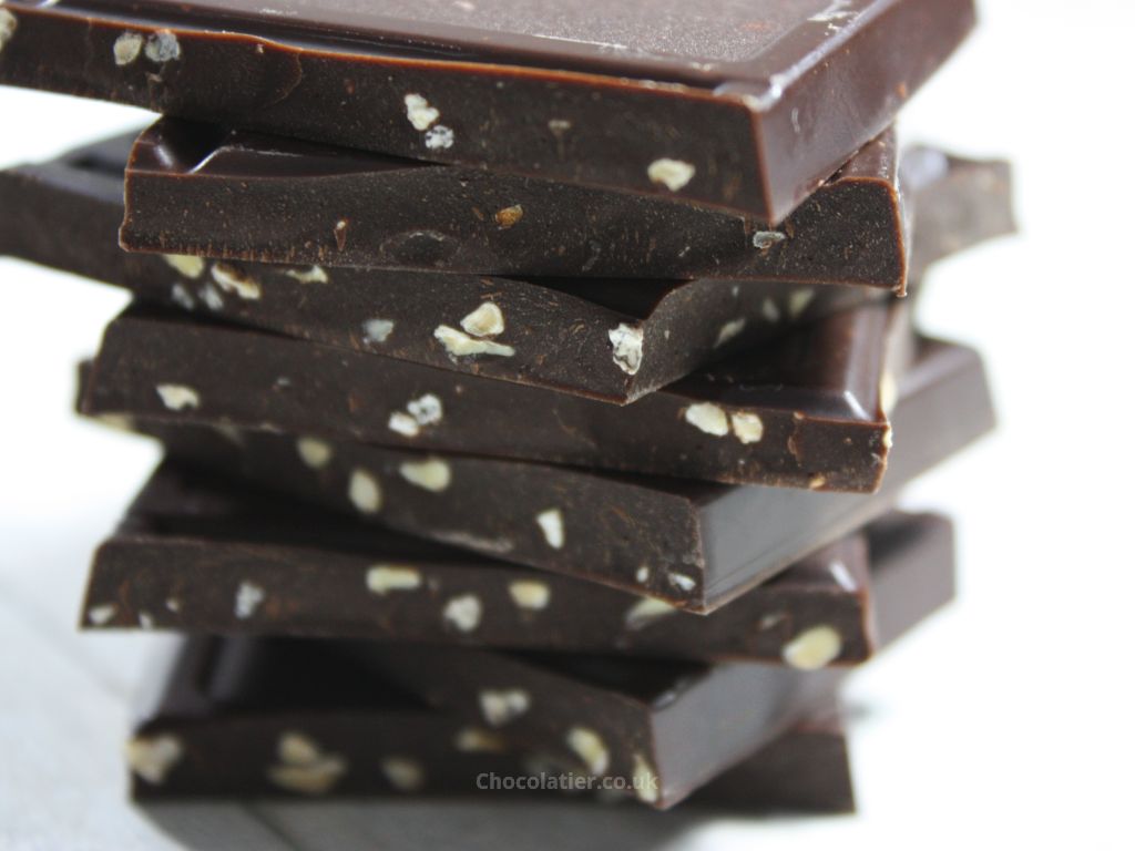 Green & Black's Velvet Edition Dark Chocolate Orange & Almond stacked segments
