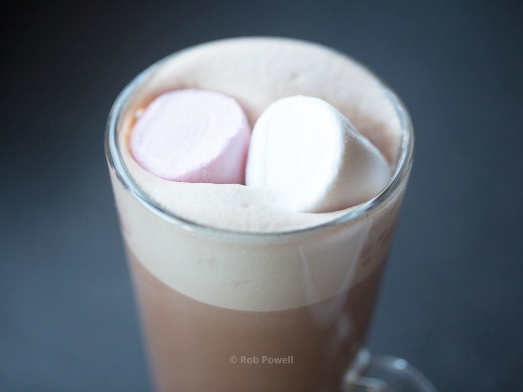 Hot chocolate with marshmallows inside