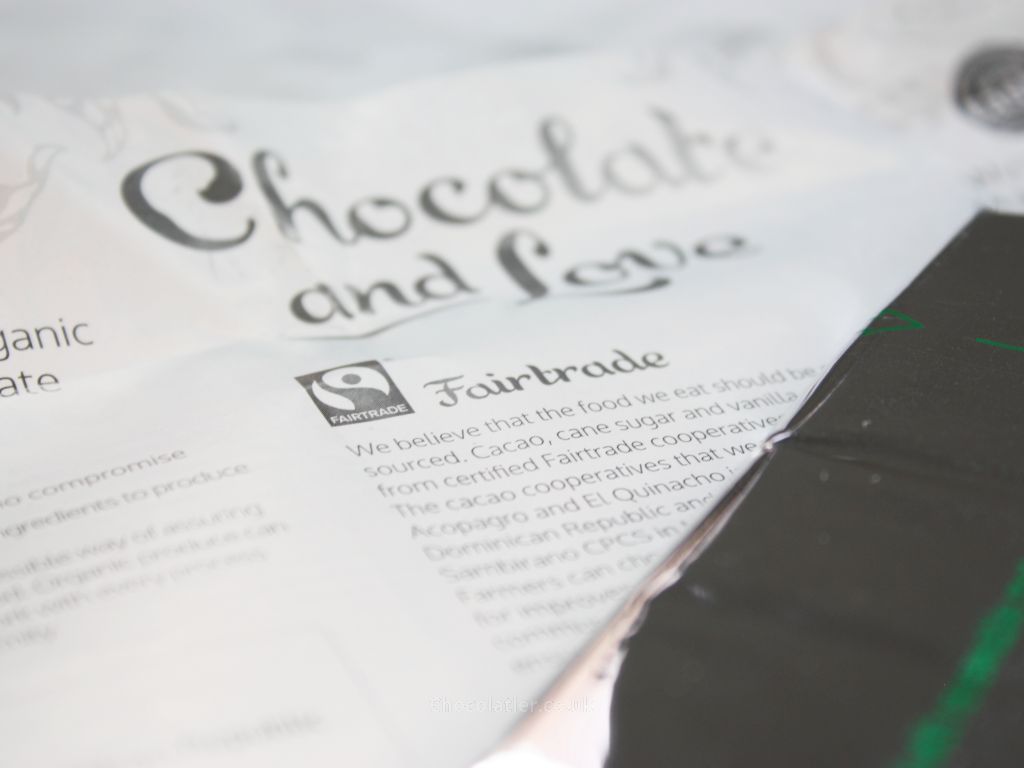 Inside the Chocolate and Love Dark Chocolate & Coffee packaging Inside the Chocolate and Love Dark Chocolate & Coffee packaging