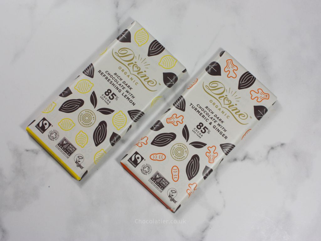 Divine Dark Lemon And Tumeric & Ginger Chocolate bars