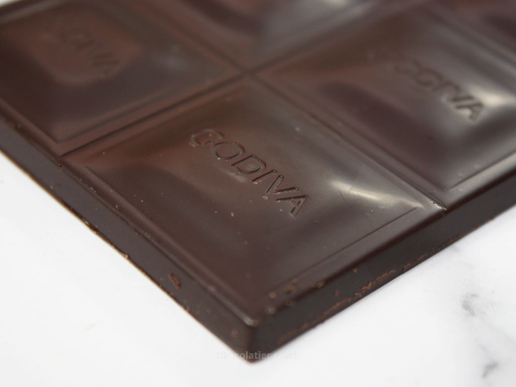 Godiva 90% Dark Chocolate Bar Closeup