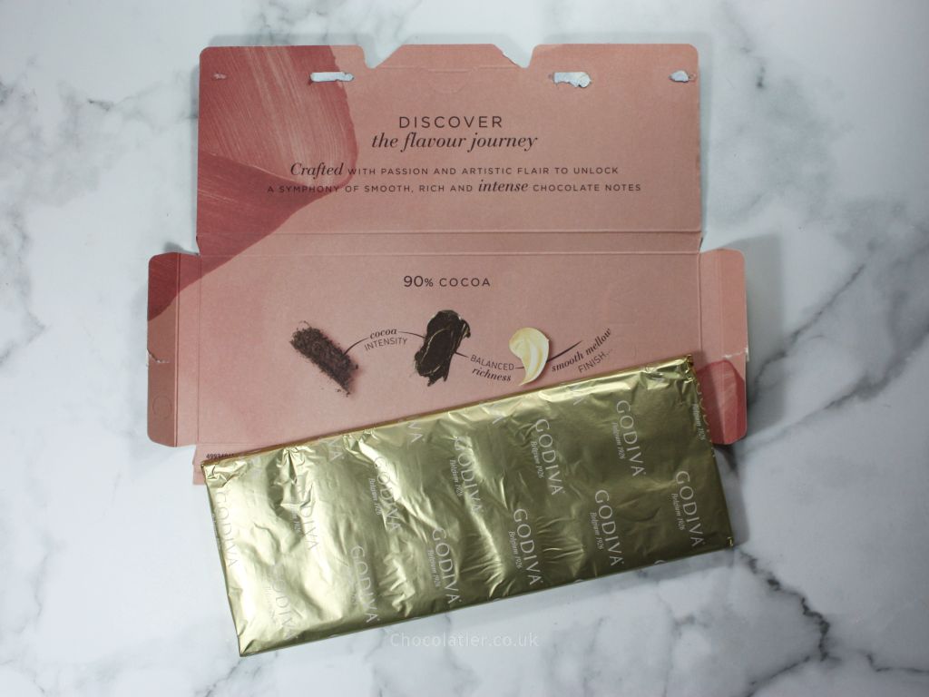 Inside the Godiva 90% Dark Chocolate 90g Box