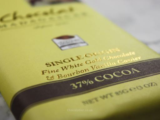 Chocolat Madagascar Single Origin 37% White Chocolate Packaging Close Up