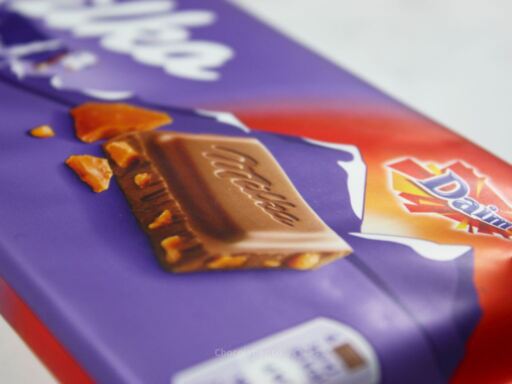 Milka Daim Chocolate Bar Packaging Close Up