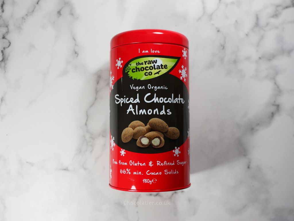 The Raw Chocolate Co Vegan Organic Spiced Chocolate Almonds Festive Tin Review