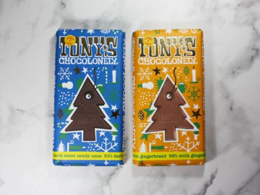 Tony's Chocolonely Candy Cane & Gingerbread Christmas 2020 Chocolate Bars