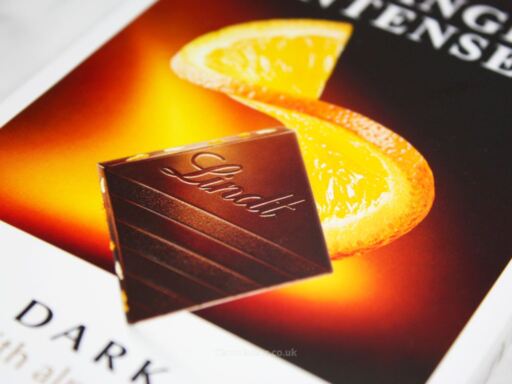 Lindt Excellence Orange Intense Chocolate Bar Packaging Closeup