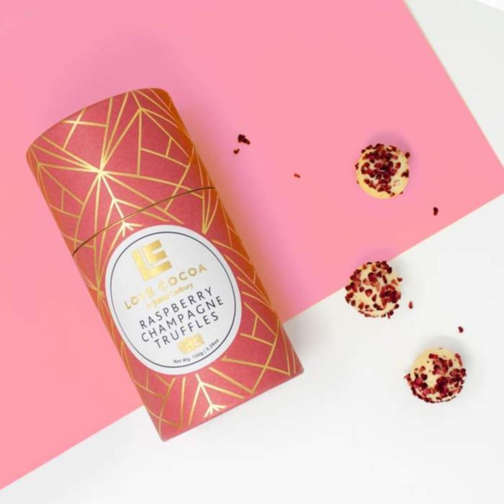 Love Cocoa Raspberry Champagne Truffles 150g Drum