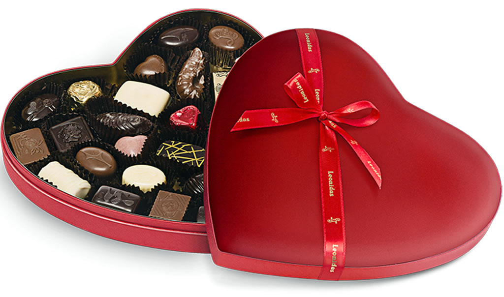 Leonidas Luxury Red Velvet Silk Heart Box