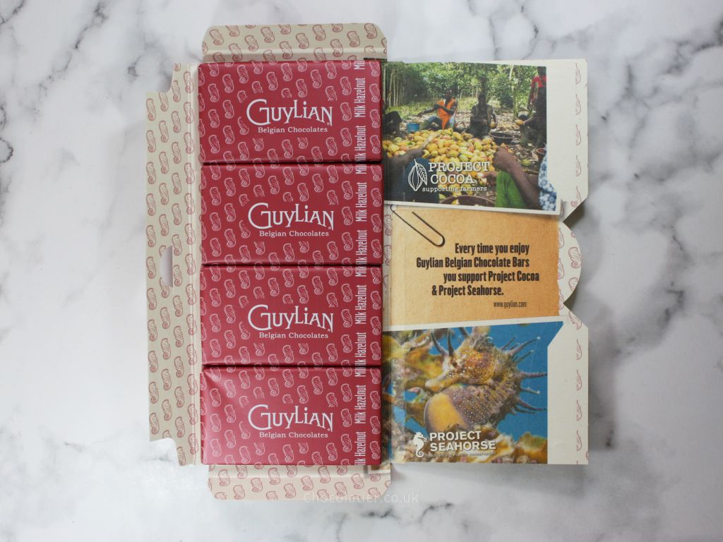 Inside the Guylian Hazelnut Milk Chocolate Bars Packaging
