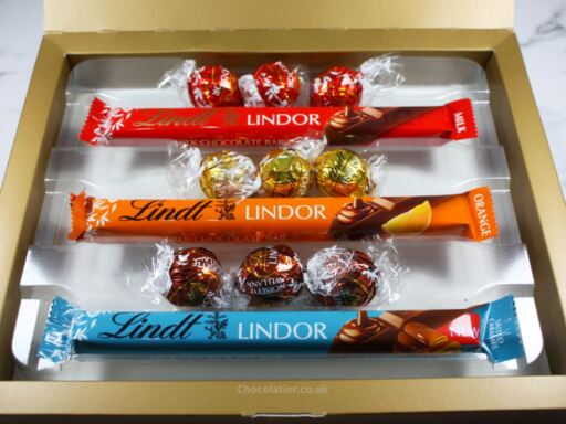 Inside the Lindt Lindor Milk and White Chocolate Christmas Selection Gift Box