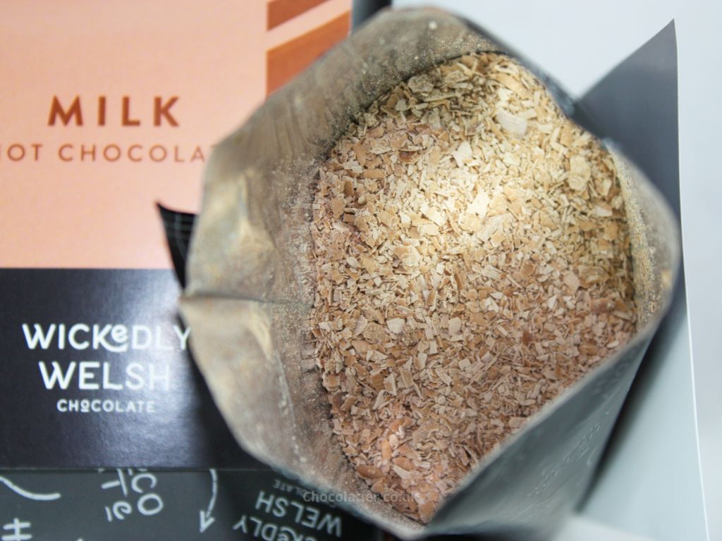 Inside the Wickedly Welsh Milk Hot Chocolate Sachet